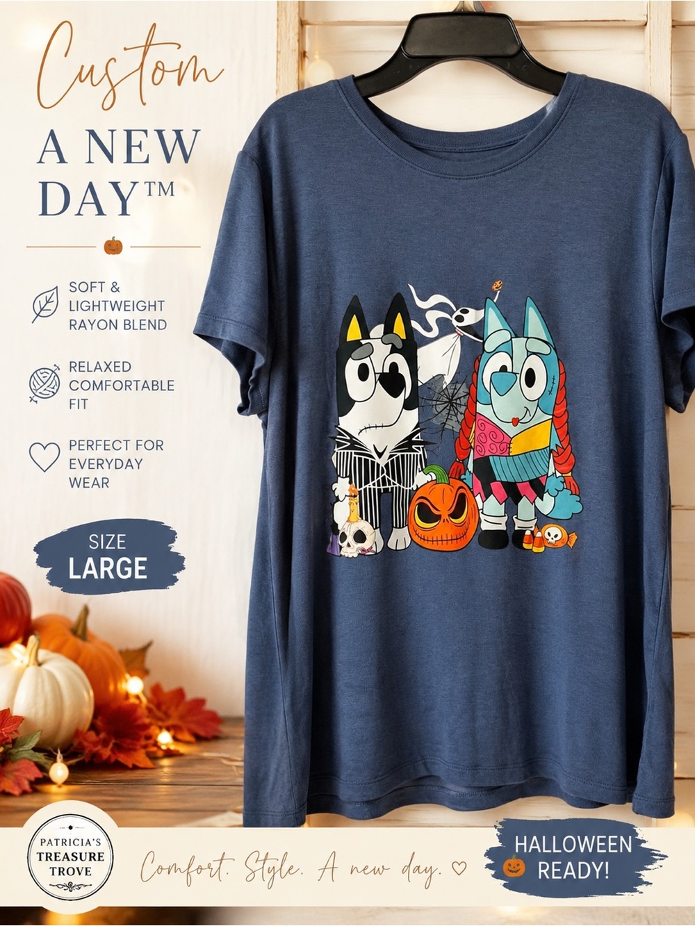 a new day Navy Blue Kids Halloween Character Graphic Tee